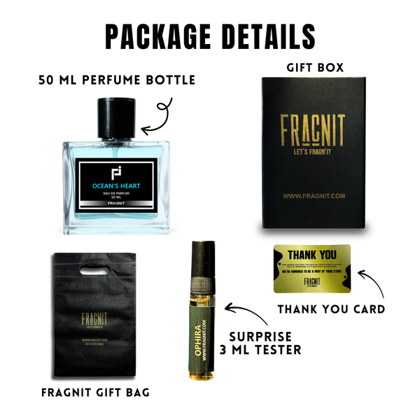 Fragnit Ocean’s Heart Perfume – Long Lasting Luxury Eau de Parfum for Men with Bergamot and Amber Notes
