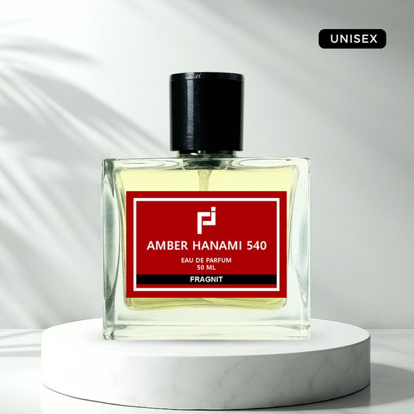 Amber Hanami by Fragnit – Amber Floral Woody Unisex Perfume Bottle with Elegant Lighting